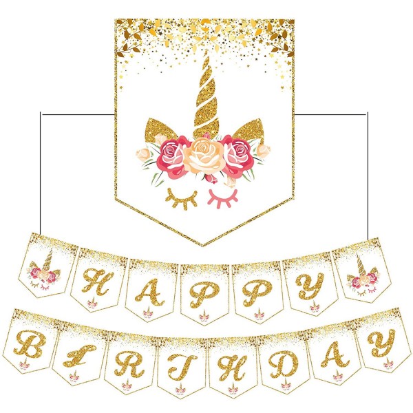 GLITTER Unicorn Birthday Decorations Supplies GLITTER Unicorn Birthday Decorations Supplies