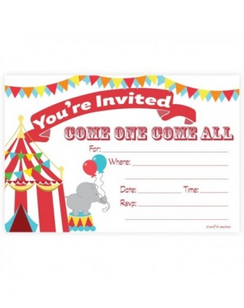 Carnival Circus Invitations Birthday Envelopes