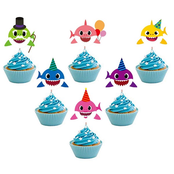 Decorations Cake Toppers Baby Shark Themed Cupcake Birthday Cake Decorations Home Garden