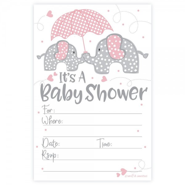 Elephant Shower Invitations Count Envelopes x