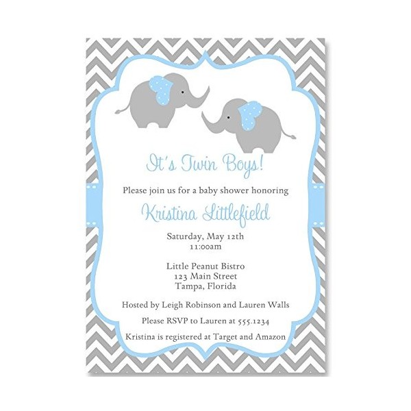 Chevron Elephant Invitation Invites Envelopes