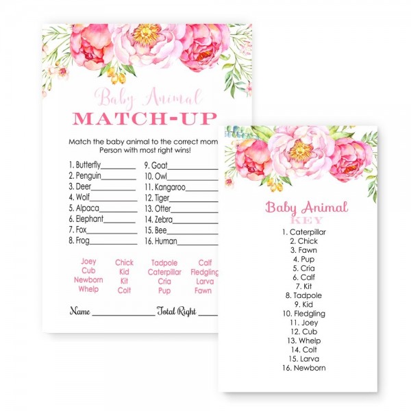 Floral Baby Shower Game Card Floral Baby Shower Game Card