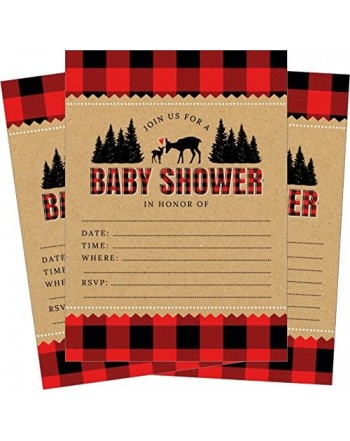 Lumberjack Woodland Baby Shower Invitations