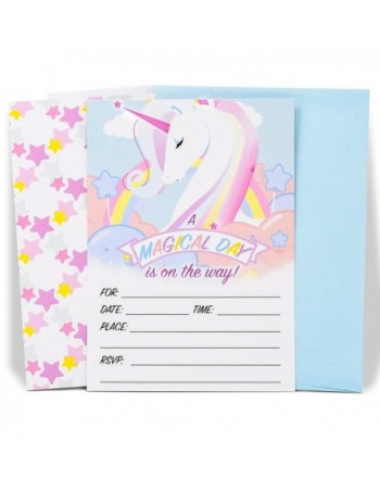 Festiful Rainbow Unicorn Party Invitations