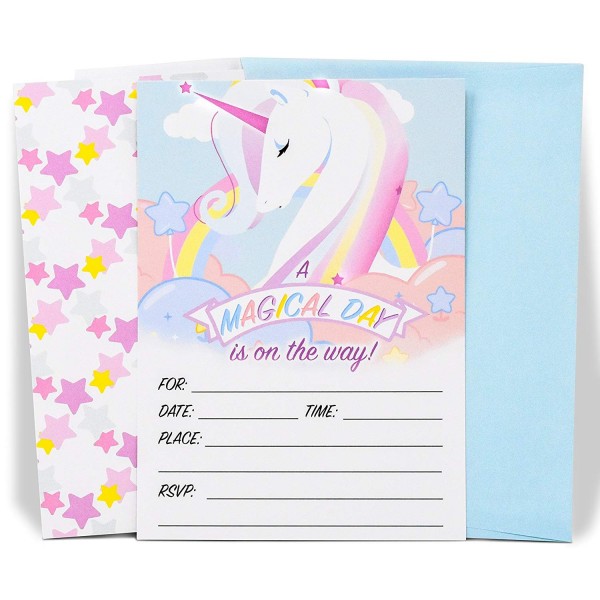 Festiful Rainbow Unicorn Party Invitations