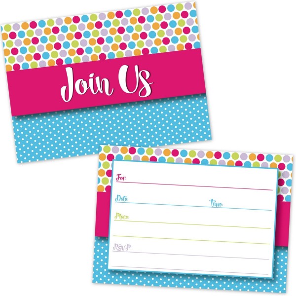 Colorful Polka Dots Party Invitations Colorful Polka Dots Party Invitations