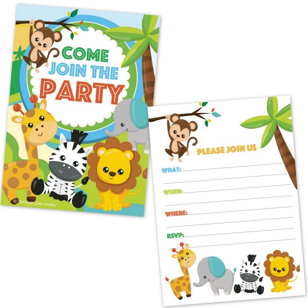 Safari Jungle Animals Invitations Birthday