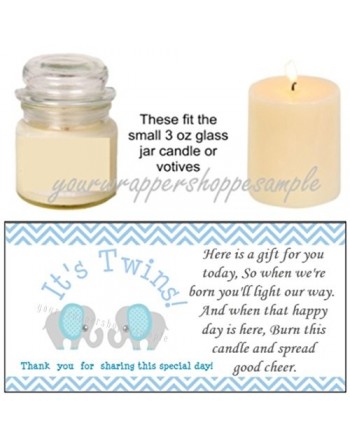 TWINS Elephant Shower Candle Labels