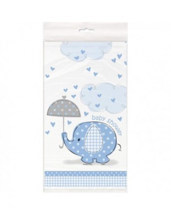 Blue Elephant Shower Plastic Tablecloth