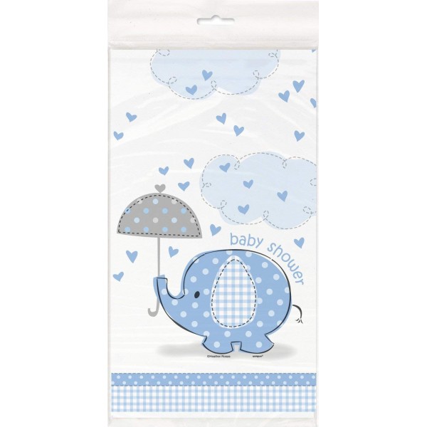 Blue Elephant Shower Plastic Tablecloth