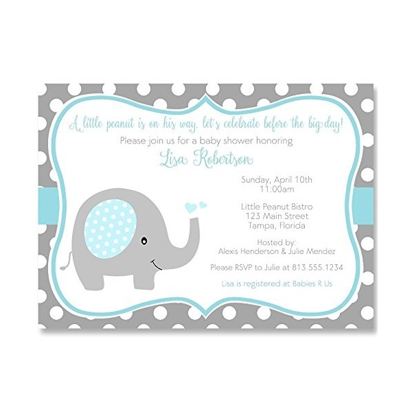 Elephant Invitations Sprinkle Printed Envelopes