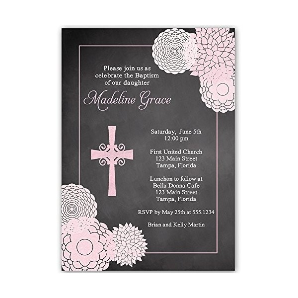 Communion Invitations Confirmation Religious Chalkboard