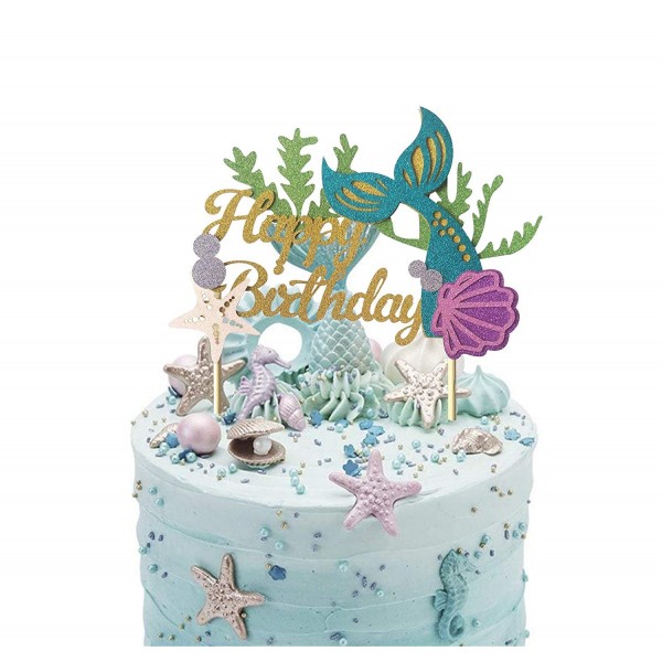 Glitter Mermaid Birthday Toppers Supplies Glitter Mermaid Birthday Toppers Supplies