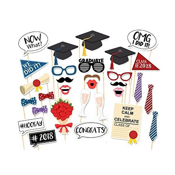 Class 2018 Photo Booth Props Senior Year Graduation Trencher Caps Bow ...