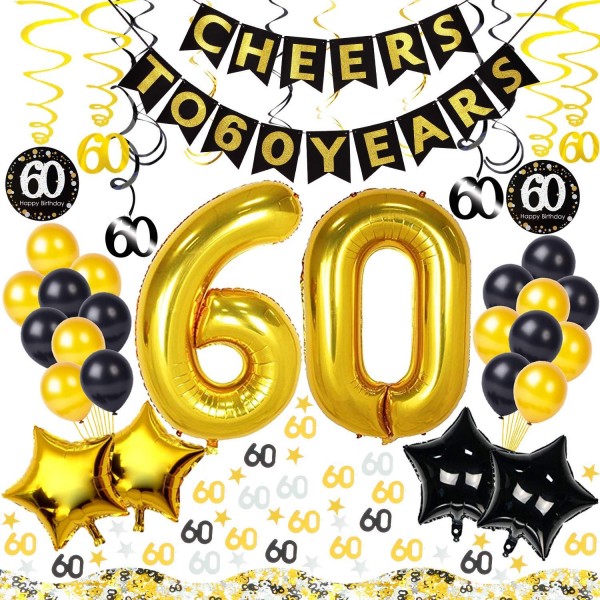 60th Birthday Decorations Kit Pieces