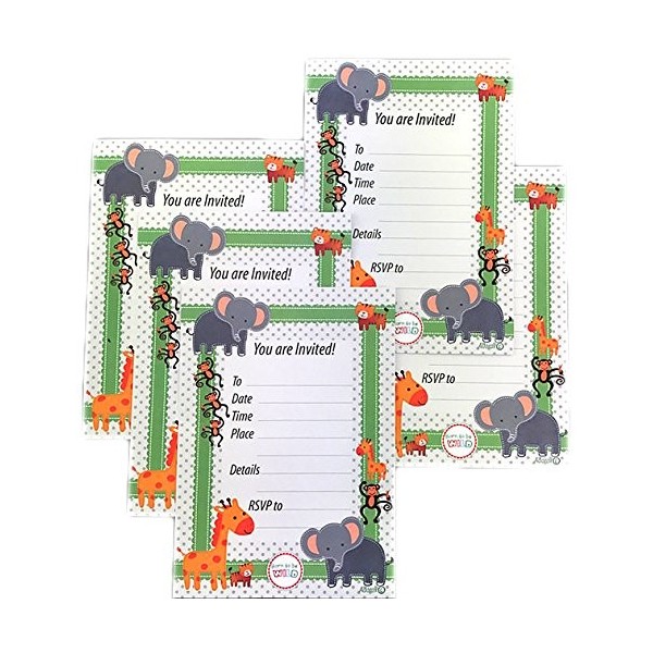 Adorox Birthday Invitations Baby Animals Envelopes