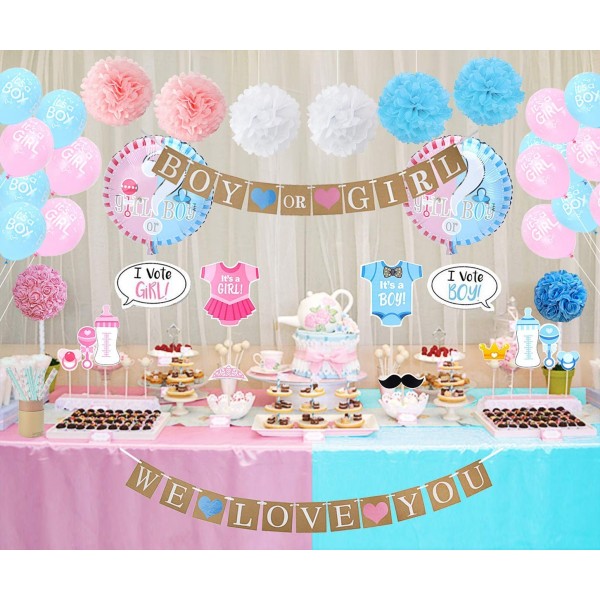 Gender Reveal Decorations Balloons Straws