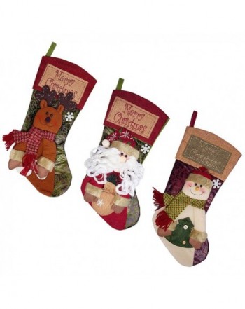 3 Pack Christmas Stockings Plush Decorations