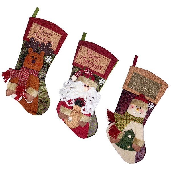 3 Pack Christmas Stockings Plush Decorations