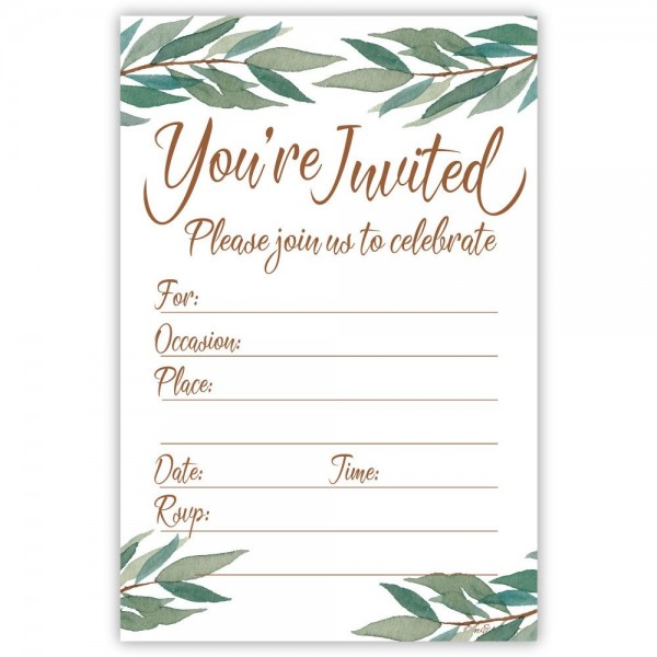 Elegant Watercolor Greenery Fill Invitations