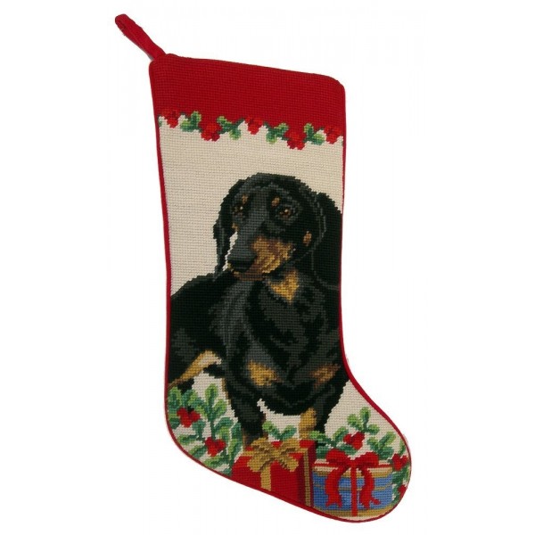 Dachshund Christmas Stocking Hand Stiched Needlpoint x