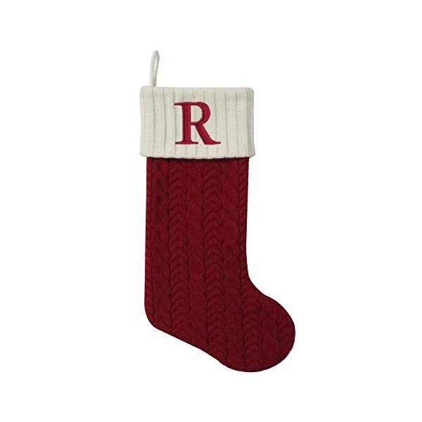 St. Nicholas Square 21-inch Monogram Embroidered Initial Cable Knit Red ...