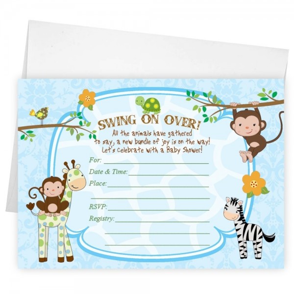 Monkey Giraffe Invitations Birthday Invitation