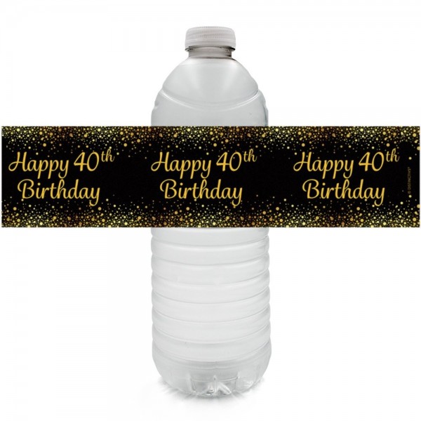 Black Birthday Party Bottle Labels