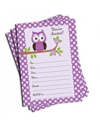 50 Purple Owl Invitations Birthday