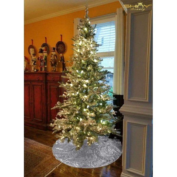 Tree Skirt 24 Inch Christmas Tree Skirt Silver Sequence Tree Skirt