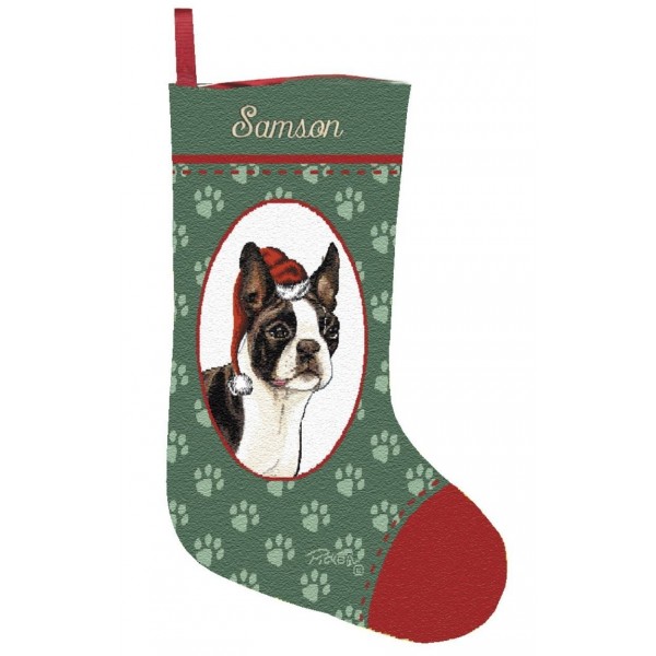 Personalized Boston Terrier Christmas Stocking