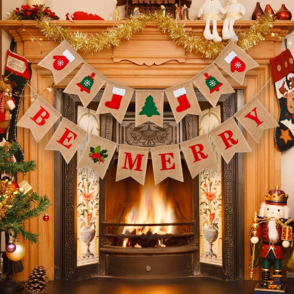 Whaline Christmas Bunting Fireplace Decoration