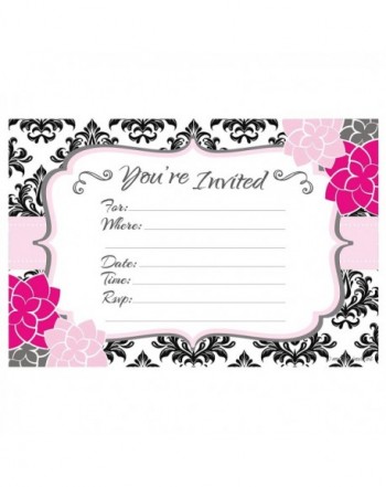 Modern Pink Black Party Invitations
