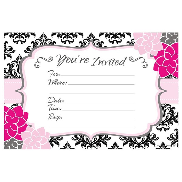 Modern Pink Black Party Invitations