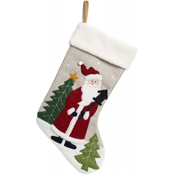 Santa Christmas Stocking Fleece Applique