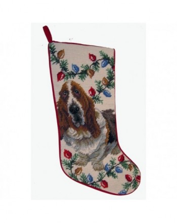 Basset Hound Needlepoint Christmas Stocking