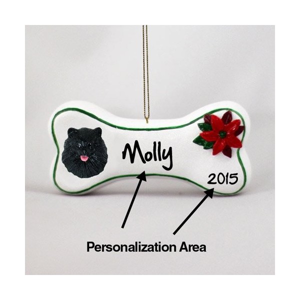 Pomeranian Personalizable Christmas Ornament Black