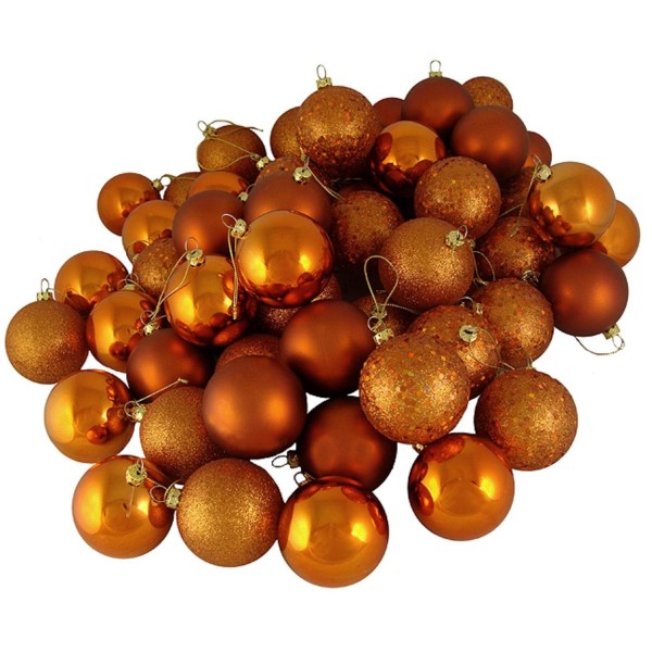 Orange Shatterproof 4 Finish Christmas Ornaments