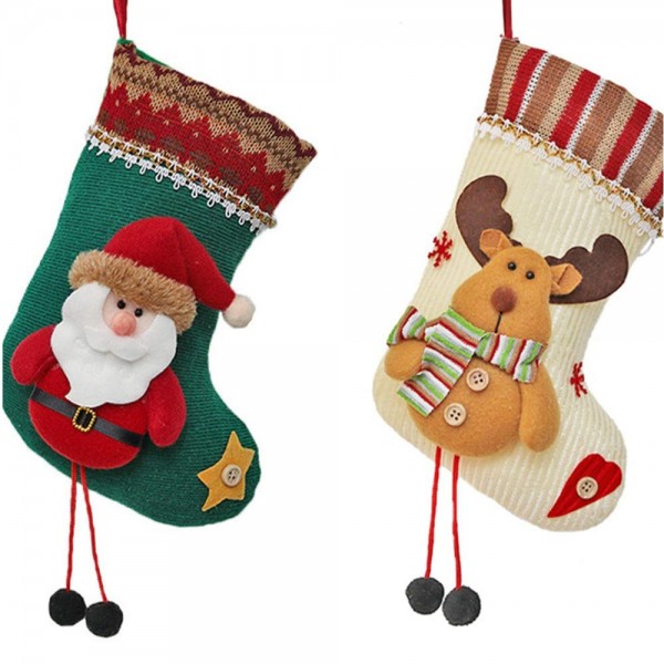 Christmas Stocking - Set of 2 Xmas Big Size Stocking Santa Reindeer 3D ...