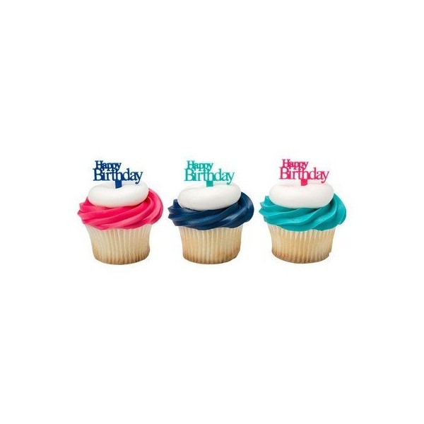 Happy Birthday Script Cupcake Picks