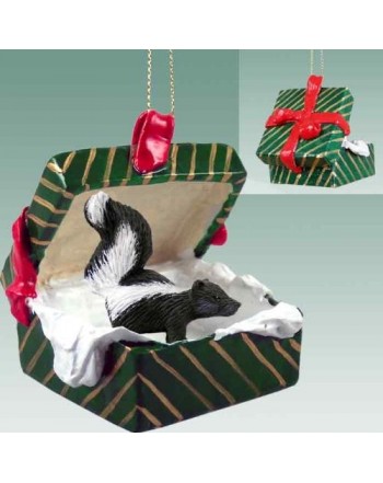 Skunk Gift Box Christmas Ornament