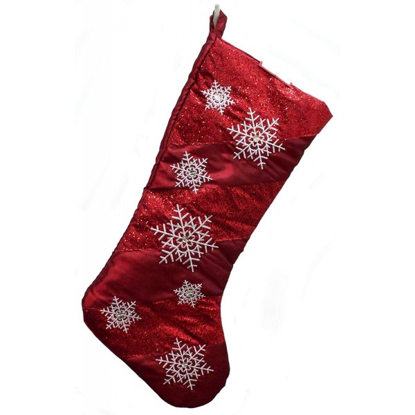 Metalic Silver Snowflake Christmas Stocking