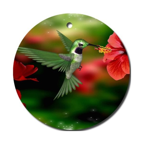 Hummingbird Ornament round porcelain Christmas