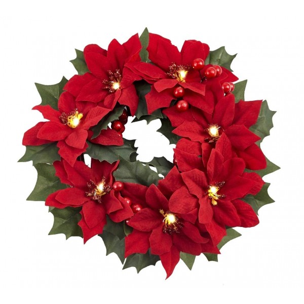 Homeseasons Pre Lit Poinsettia Christmas Centerpiece