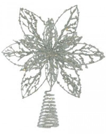 Poinsettia Silver Christmas Toppers H9324S