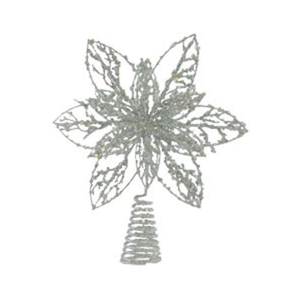Poinsettia Silver Christmas Toppers H9324S