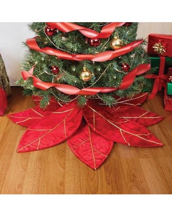 Red Poinsettia Christmas Tree Skirt