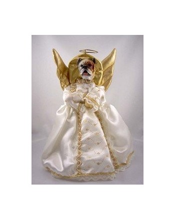 Bulldog White Angel Tree Topper