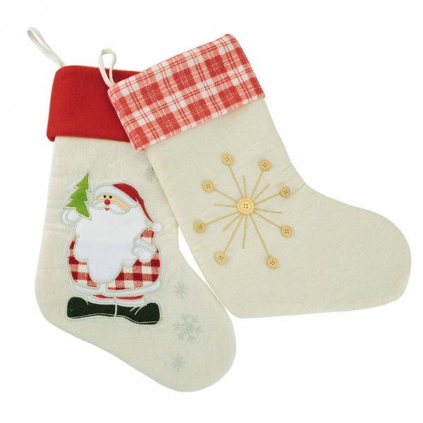 Christmas Stockings - Santa - Snowflake - Burlap Cute Classic Holiday ...