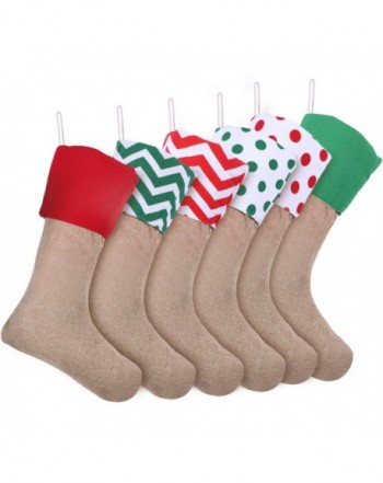 6 Pieces Christmas Burlap Stockings Xmas Hanging Stockings Decorative ...
